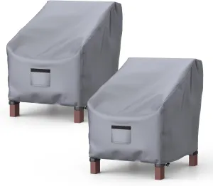 Patio Chair Covers for Outdoor Furniture - Waterproof 2 Pack, Heavy Duty, Large Covers for Lounge Lawn Deep Seat (36" W x 37" D x 36" H) - Gray