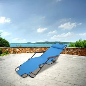 Patio Recliner Lounge Chairs,Portable Folding Reclining Chair,Reclining Camping Chair,Outdoor Folding Chaise Lounge Chairs,with Adjustable Headrest,for Poolside, Garden, Backyard, Lawn, Beach (Blue)