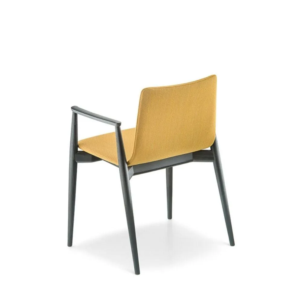 Pedrali Malmo 396 padded chair in fabric with ash armrests