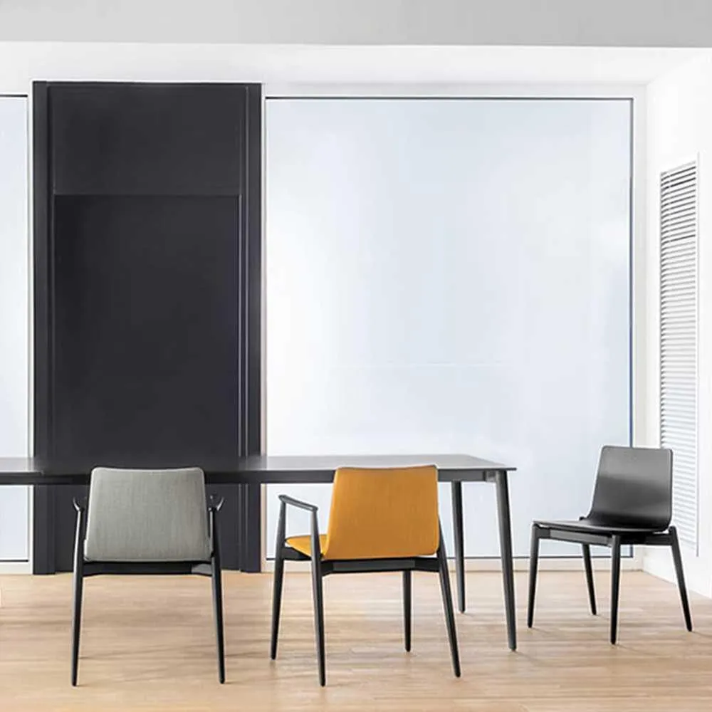 Pedrali Malmo 396 padded chair in fabric with ash armrests