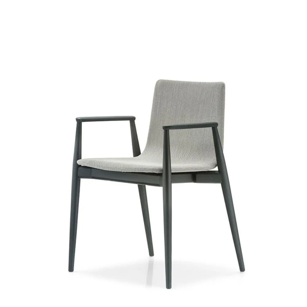 Pedrali Malmo 396 padded chair in fabric with ash armrests