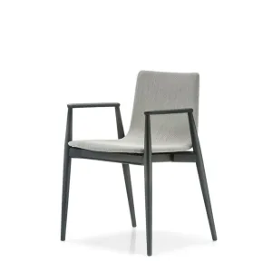 Pedrali Malmo 396 padded chair in fabric with ash armrests