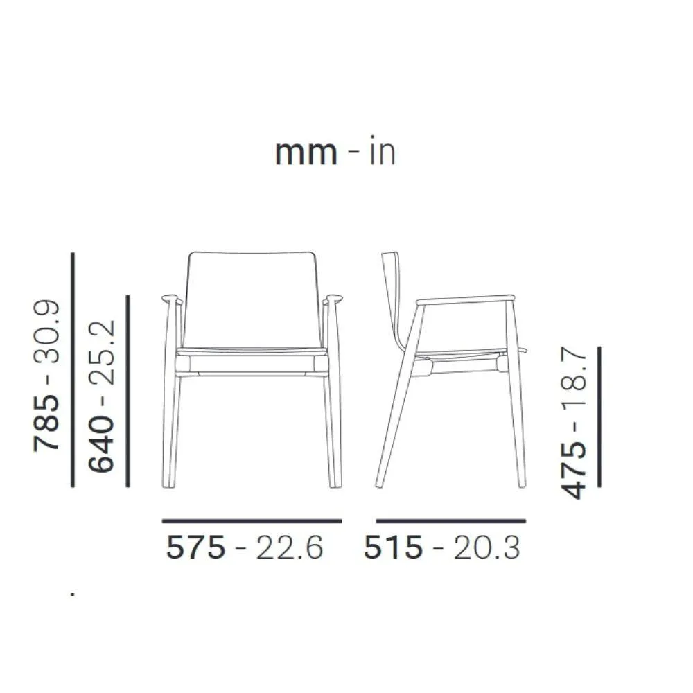 Pedrali Malmo 396 padded chair in fabric with ash armrests