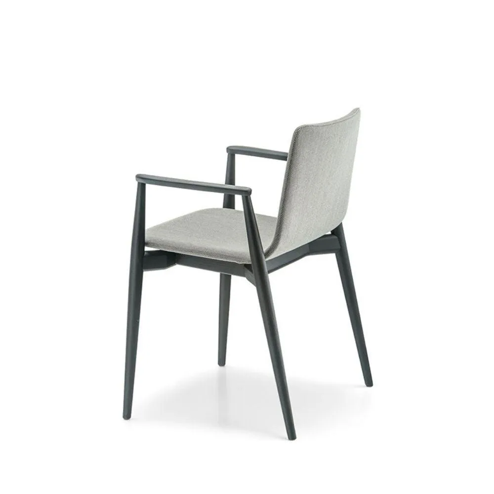Pedrali Malmo 396 padded chair in fabric with ash armrests