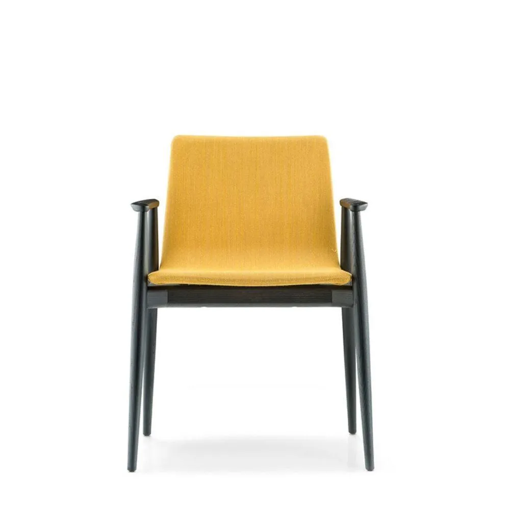 Pedrali Malmo 396 padded chair in fabric with ash armrests