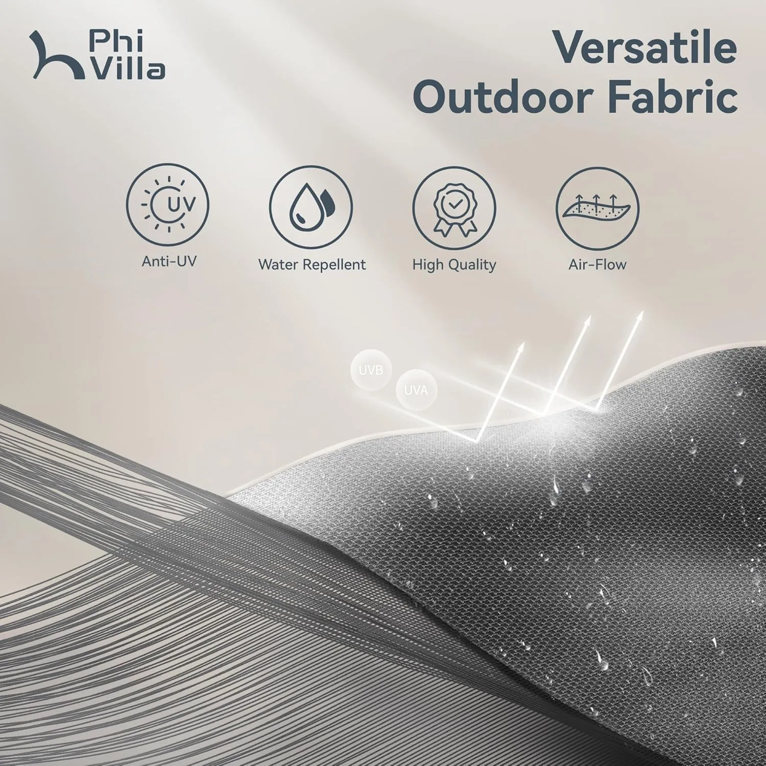PHI VILLA 13ft Large Patio Umbrellas, Double-Sided Outdoor Market Rectangle Umbrella for Outside, Light Gray