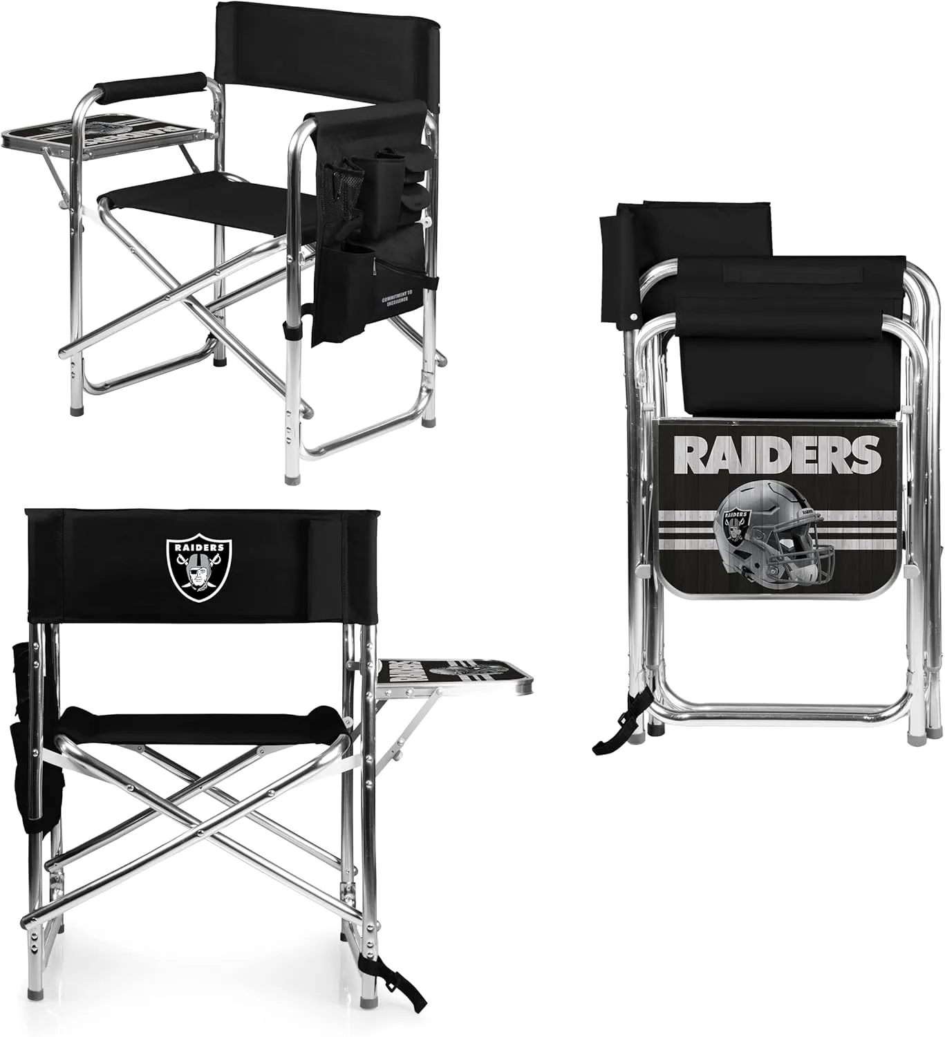 PICNIC TIME NFL Unisex-Adult NFL Sports Chair with Side Table, Beach Chair, Camp Chair for Adults