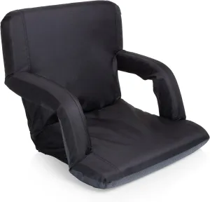 PICNIC TIME ONIVA - a Brand Ventura Reclining Stadium Seat with Back Support - Bleacher Seat - Beach Floor Chair, (Black)