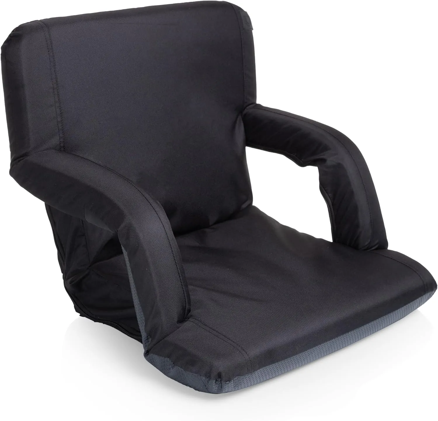 PICNIC TIME ONIVA - a Brand Ventura Reclining Stadium Seat with Back Support - Bleacher Seat - Beach Floor Chair, (Black)