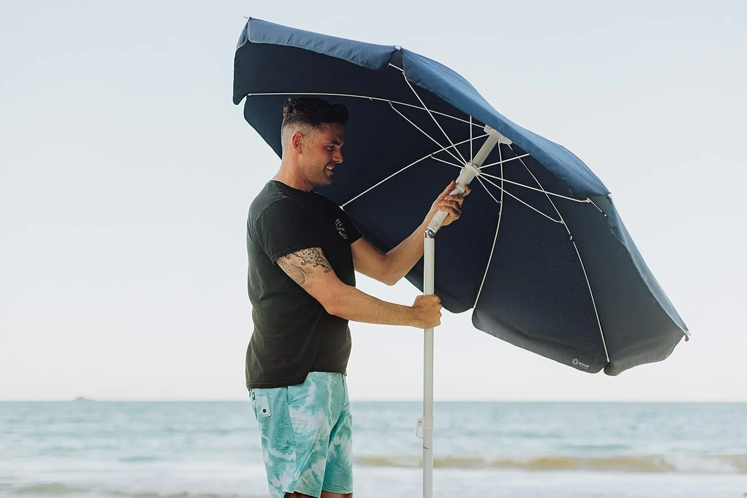 PICNIC TIME Outdoor Canopy Sunshade Beach Umbrella 5.5', Small Patio Umbrella, Beach Chair Umbrella