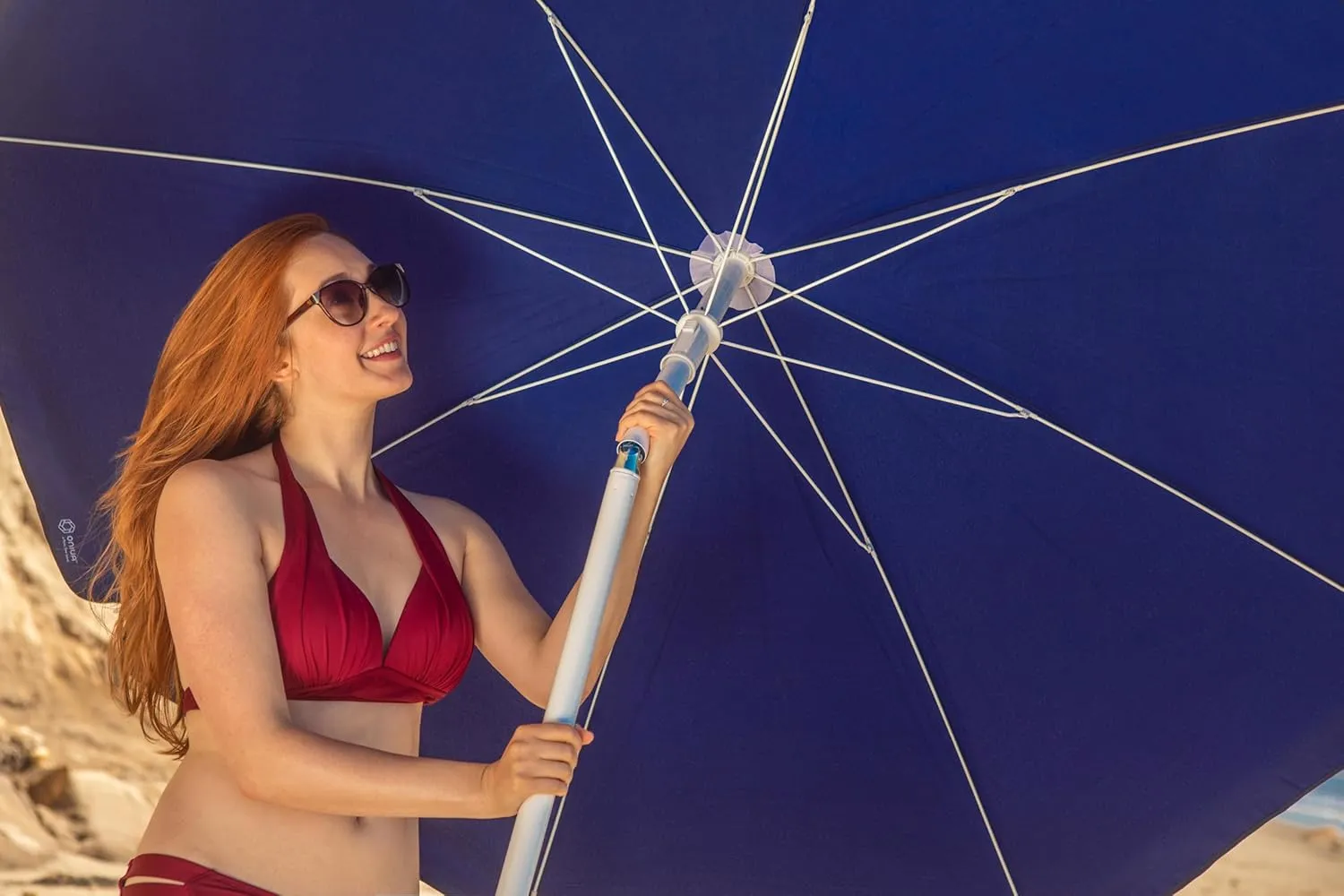 PICNIC TIME Outdoor Canopy Sunshade Beach Umbrella 5.5', Small Patio Umbrella, Beach Chair Umbrella