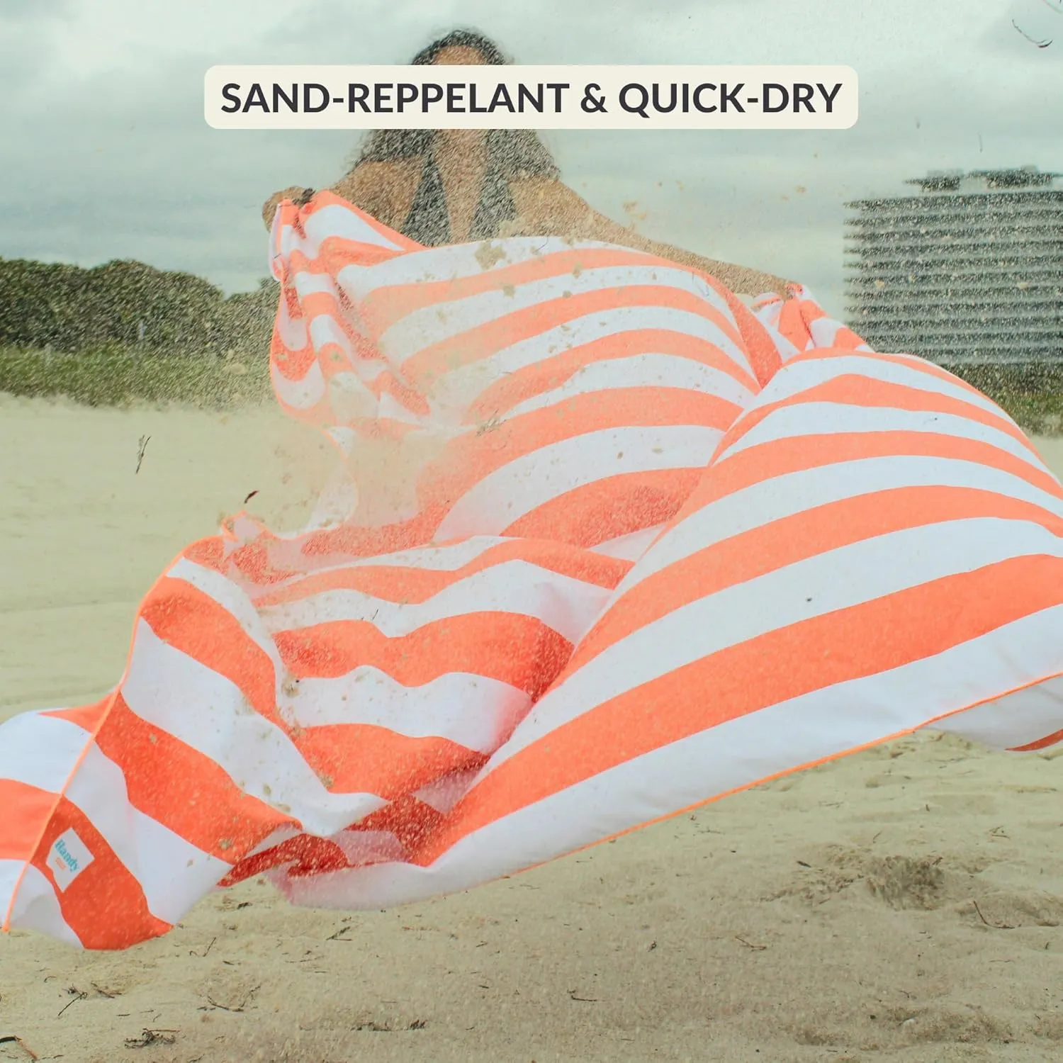 Plush Microfiber Beach Blanket, Extra Large Beach Mat for 3-6 Persons, Sandproof, Windproof | Hole for Umbrella, Corner Sand Pockets to Fight Wind (Bag for Blanket Included)