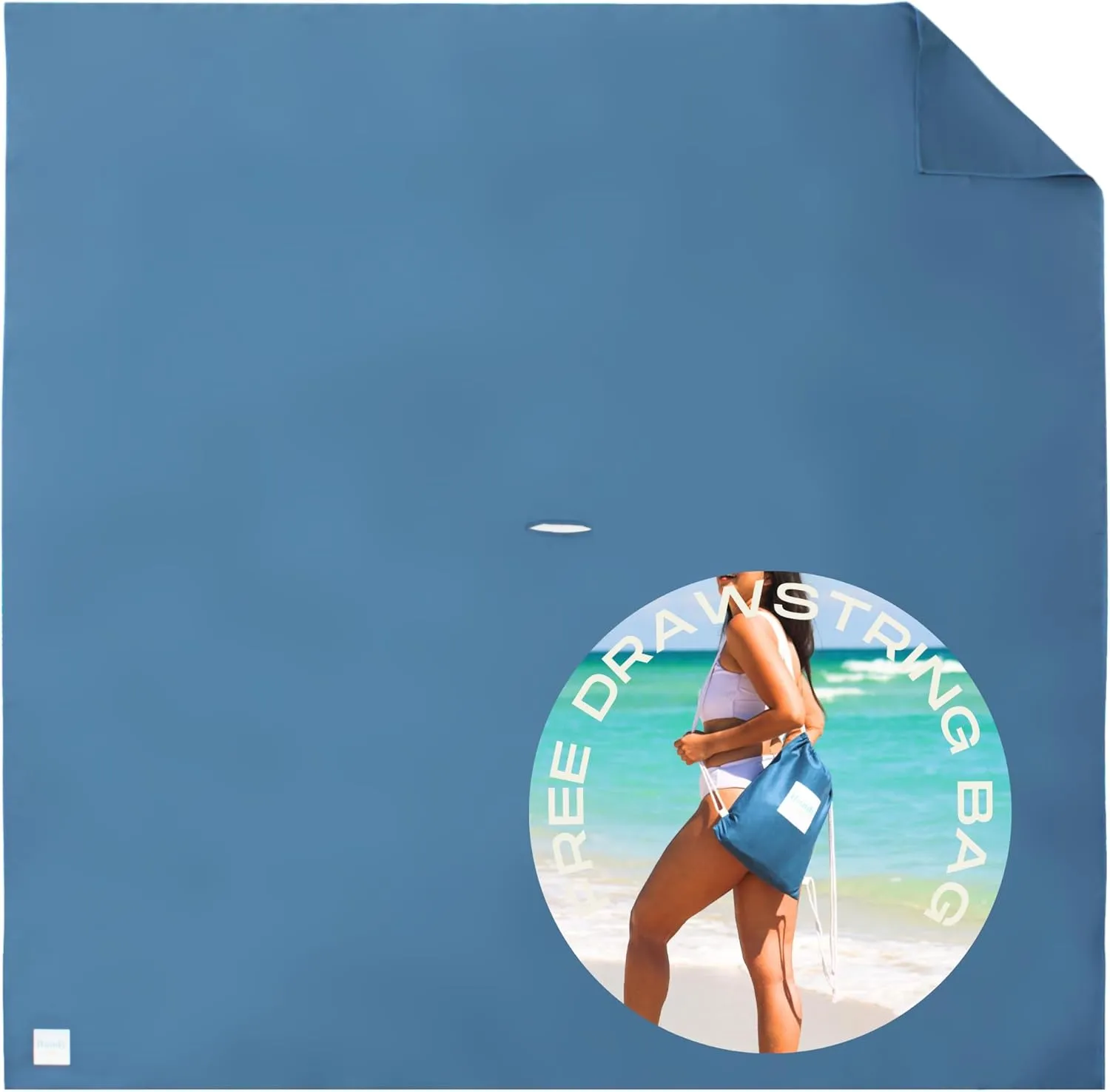 Plush Microfiber Beach Blanket, Large Beach Mat for 1-4 Persons, Sandproof, Windproof | Hole for Umbrella, Corner Sand Pockets to Fight Wind (Bag for Blanket Included)
