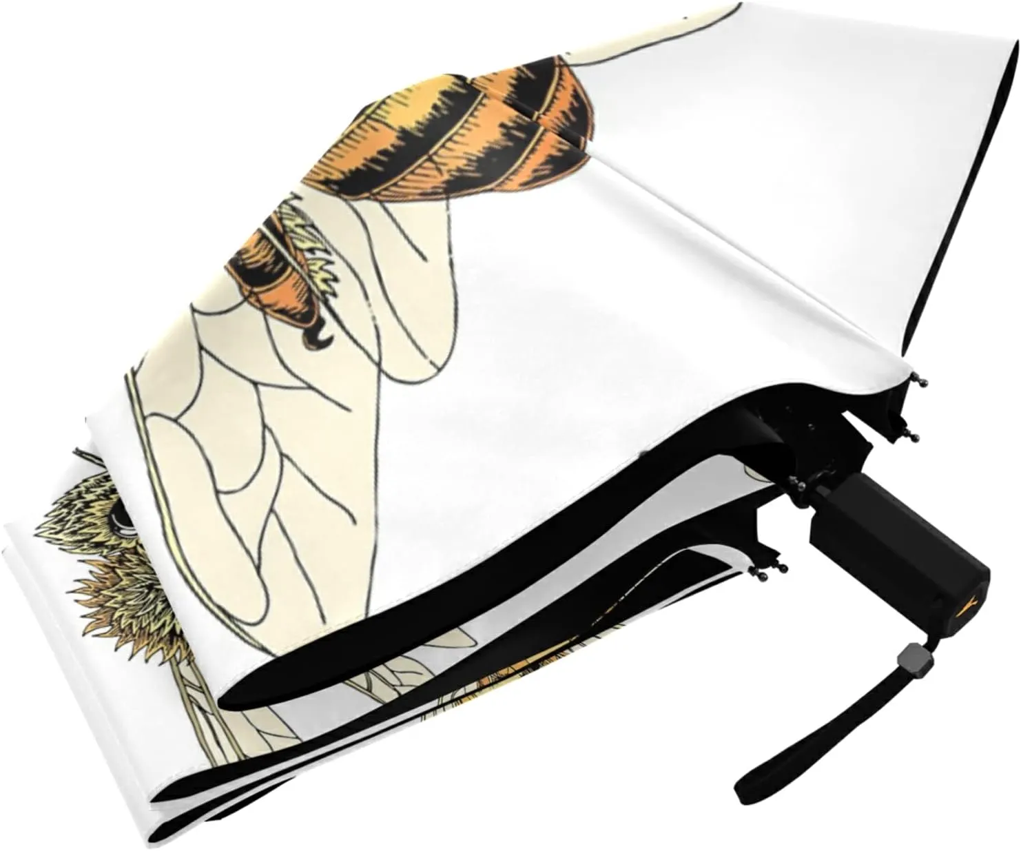 Poeticcity Folding Umbrella, Anti-UV 3 Folds Lightweight Parasol, Compact Windproof Strong Umbrellas for Car Travel Sun & Rain