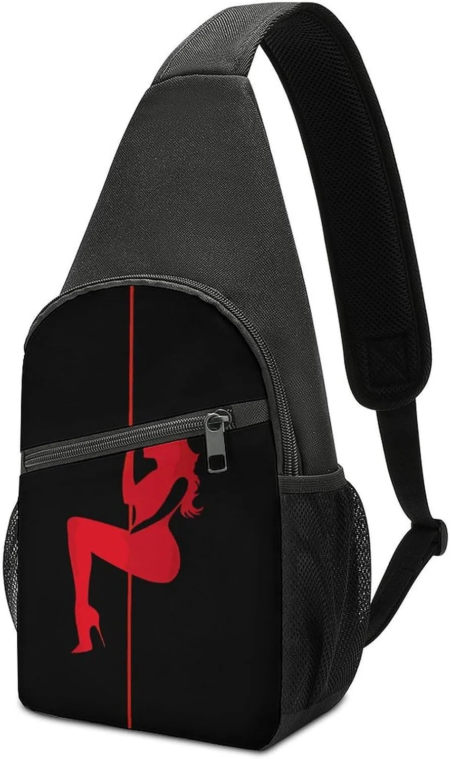 Pole Women Illustration Dancer Crossbody Sling Bags Chest Shoulder Backpack DayPack Handbag