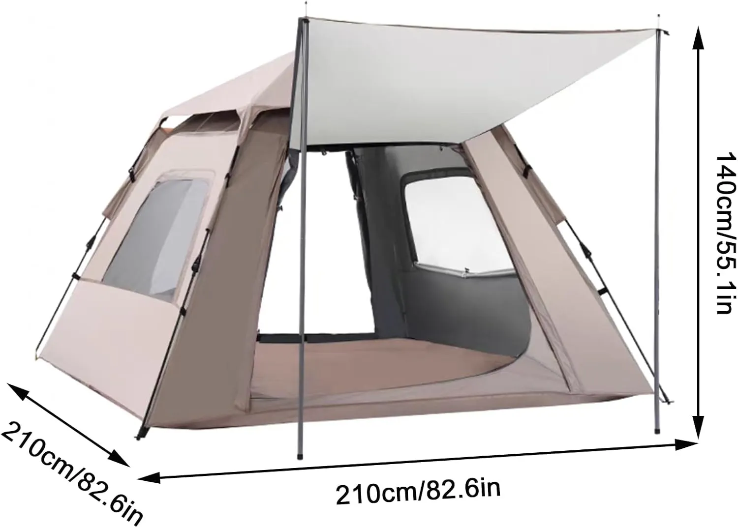 Pop-Up Camping Tent,Dome Tent,3-5 Person Family Tent with Carry Bag, and Spacious Interior,Lightweight Tent for Camping, Traveling, Hiking, Outdoor(Dusty Pink)