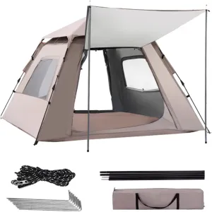 Pop-Up Camping Tent,Dome Tent,3-5 Person Family Tent with Carry Bag, and Spacious Interior,Lightweight Tent for Camping, Traveling, Hiking, Outdoor(Dusty Pink)