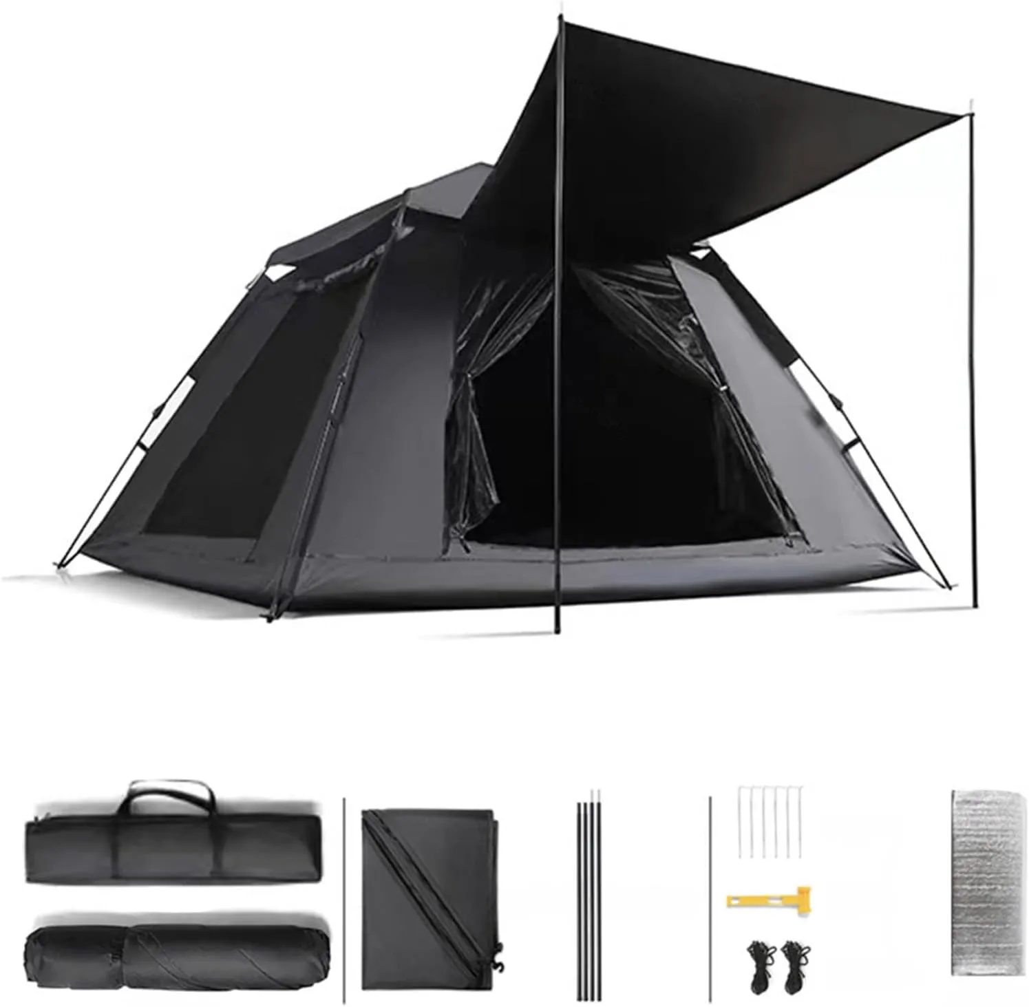 Pop Up Tents for Adults with Moisture-Proof Pad,Sun Protection 4 Man Tent Stable and Lightweight Pop Up Tents for Adults for Family,Outdoor,Hiking and Mountaineering 4 People
