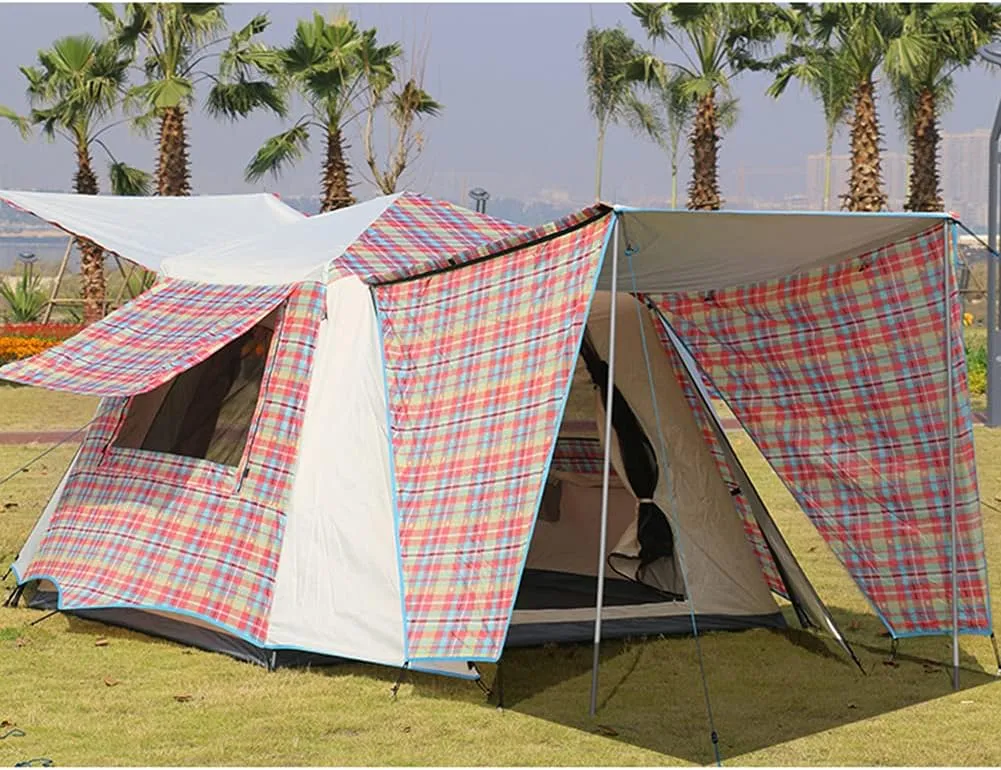 Pop Up Tents with Porch for Camping Waterproof Instant Tent 3-4 Person Double Layer for Family Automatic Tent Easy Setup for Camping Hiking Mountaineering Beach
