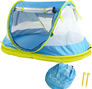Poray Portable Baby Beach Tent with UPF 50  Sun Shelter,Mosquito Net and Sunshade, Ideal Pop Up Kids Travel Tent with Carry Bag & 2 Stakes,Outdoor Indoor Play and Sun Protection