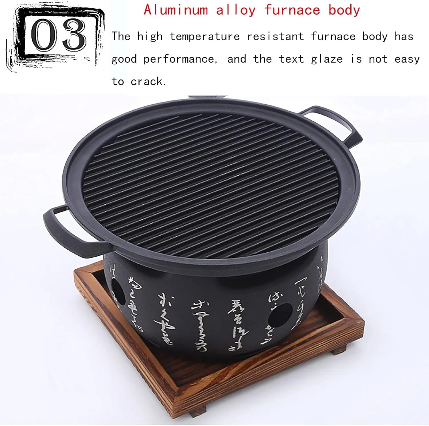 Portable Barbecue Grill with Bakeware Portable Round Barbecue Stove Food Charcoal Stove with Wire Mesh Grill and Base for Camping Patio Backyard Black L (Black M)