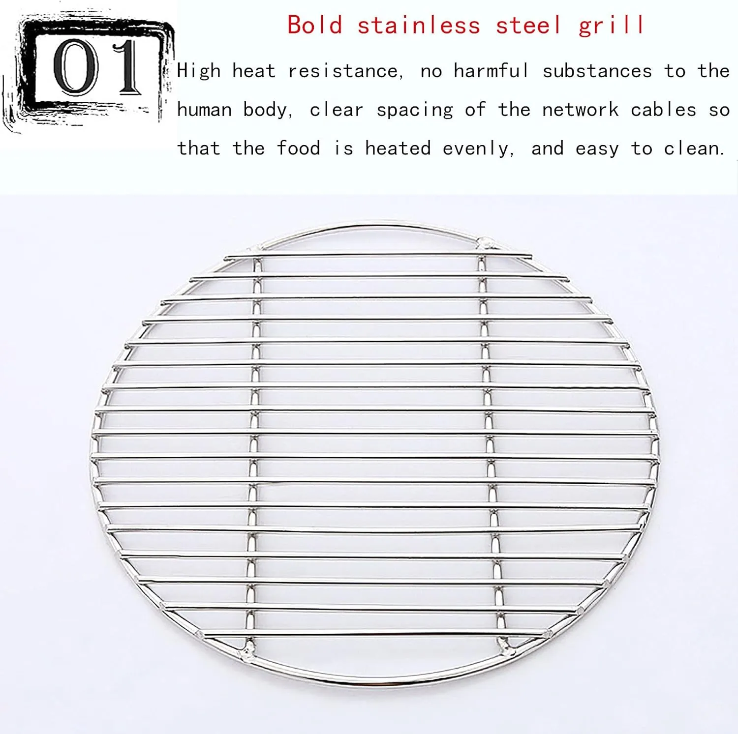 Portable Barbecue Grill with Bakeware Portable Round Barbecue Stove Food Charcoal Stove with Wire Mesh Grill and Base for Camping Patio Backyard Black L (Black M)
