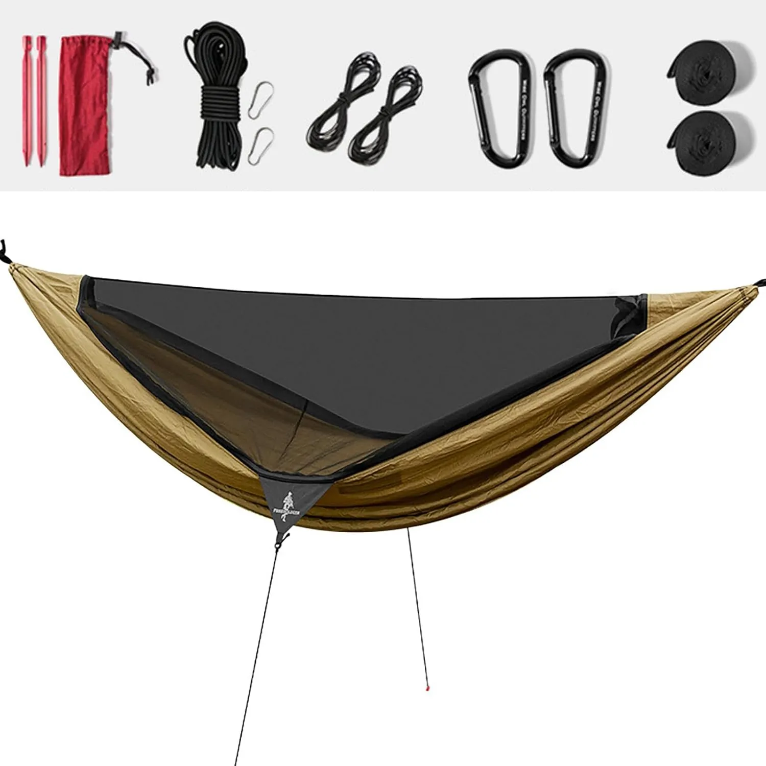 Portable Camping Hammock Tent with Mosquito Net, Lightweight Sleeping Hammock for Hiking, Backpacking, Travel, Outdoor (Yellow)