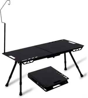 Portable Camping Tables, Folding Table with Hook, Portable Aluminum Table, Adjustable, Camp Table for Sand/Picnic/Fishing/Hiking