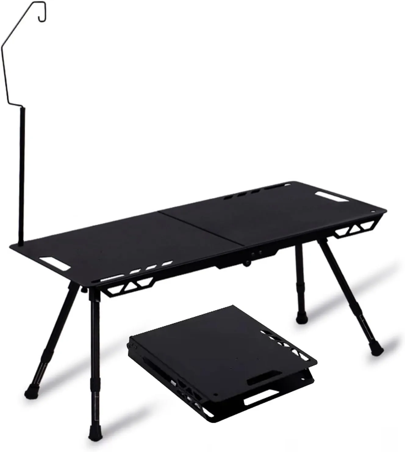 Portable Camping Tables, Folding Table with Hook, Portable Aluminum Table, Adjustable, Camp Table for Sand/Picnic/Fishing/Hiking