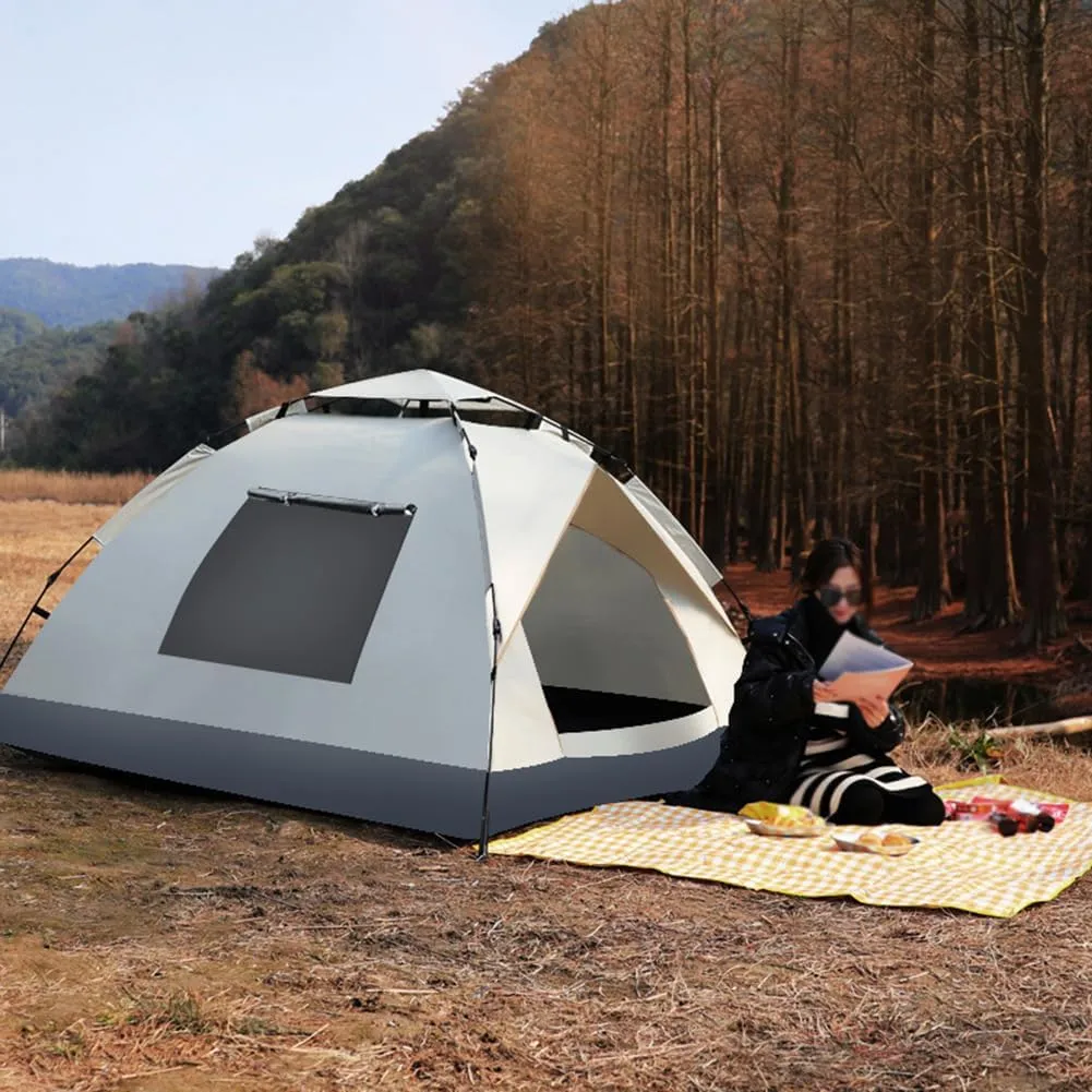 Portable Camping Tent 2-3 Person, Windproof UV Protection Automatic Double Layered Pop-Up Light Weight Beach Tent Quick Setup, for Beach Outdoor Fishing Weekend Trips