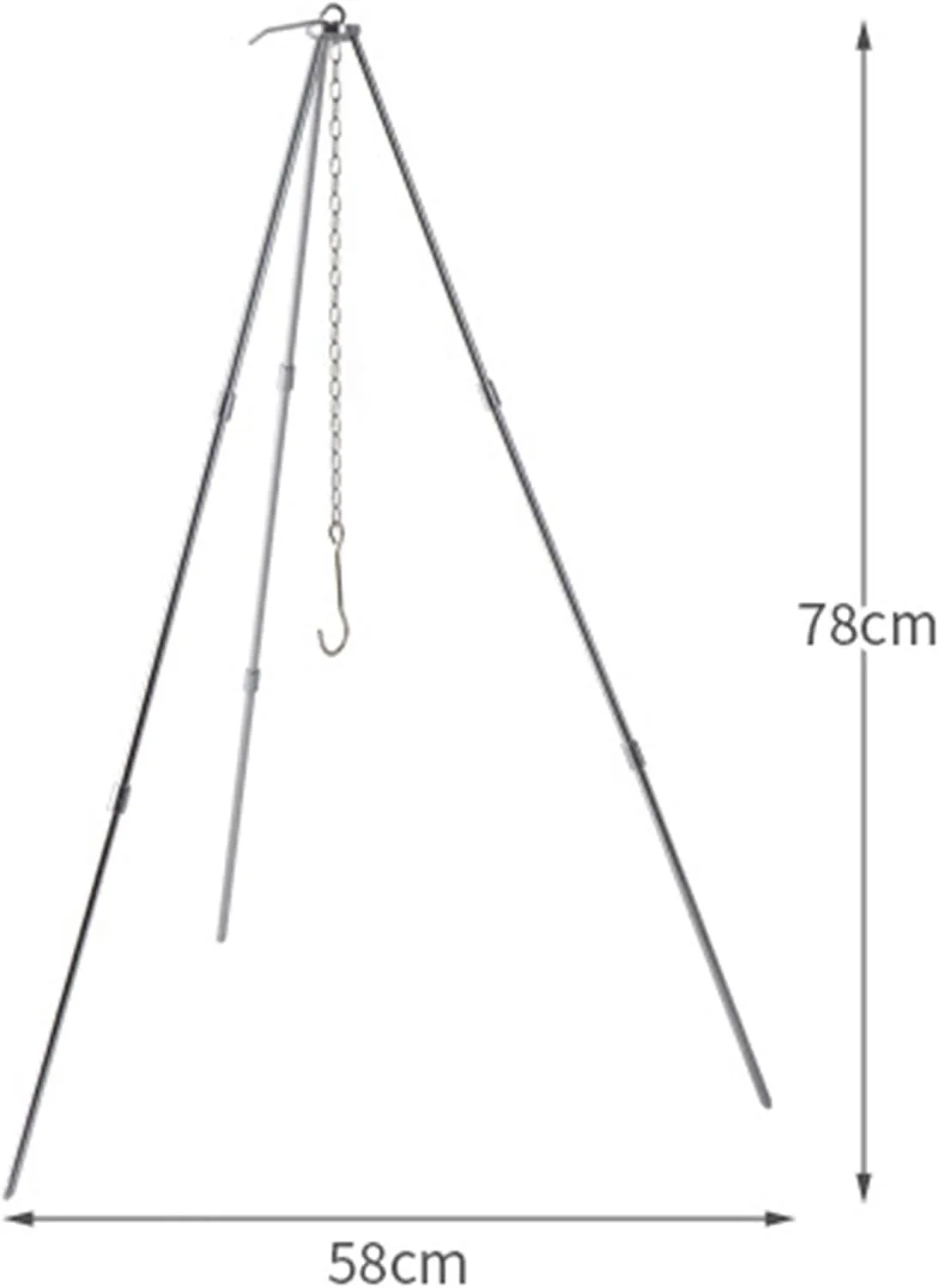 Portable Cooking Tripod: Foldable Campfire Tripod for Outdoor Cooking, Aluminum Alloy with Chain and Carrying Bag