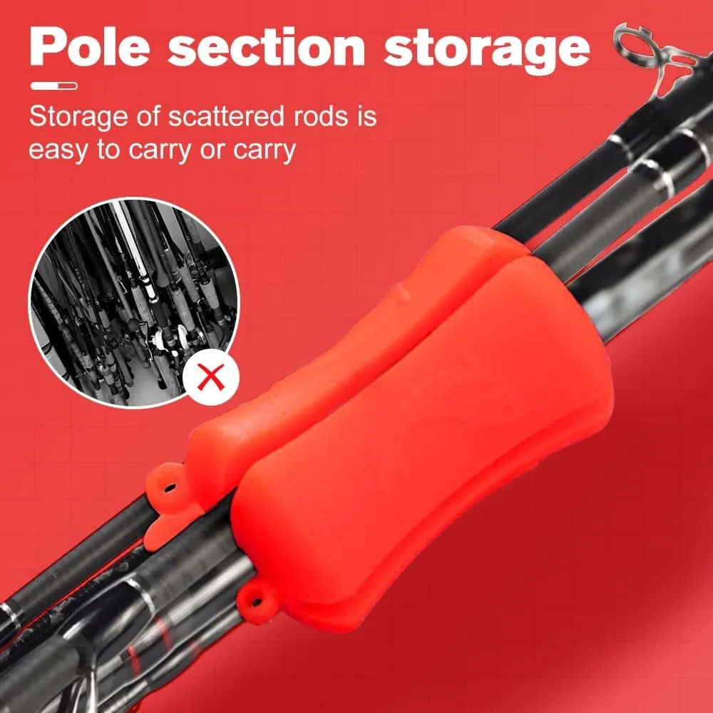 Portable Fishing Rod Fixed Ball, Multi-Function Rubber Fishing Pole Clip, Silicone Fishing Rod Holder Straps, Wear Resistant Tight Fishings Tool for Various Sizes Fishings Pole