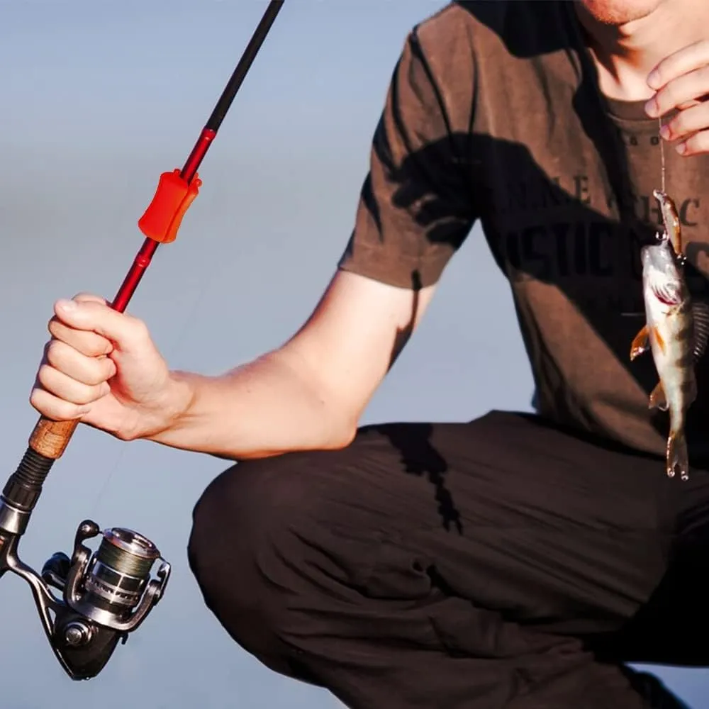 Portable Fishing Rod Fixed Ball, Multi-Function Rubber Fishing Pole Clip, Silicone Fishing Rod Holder Straps, Wear Resistant Tight Fishings Tool for Various Sizes Fishings Pole