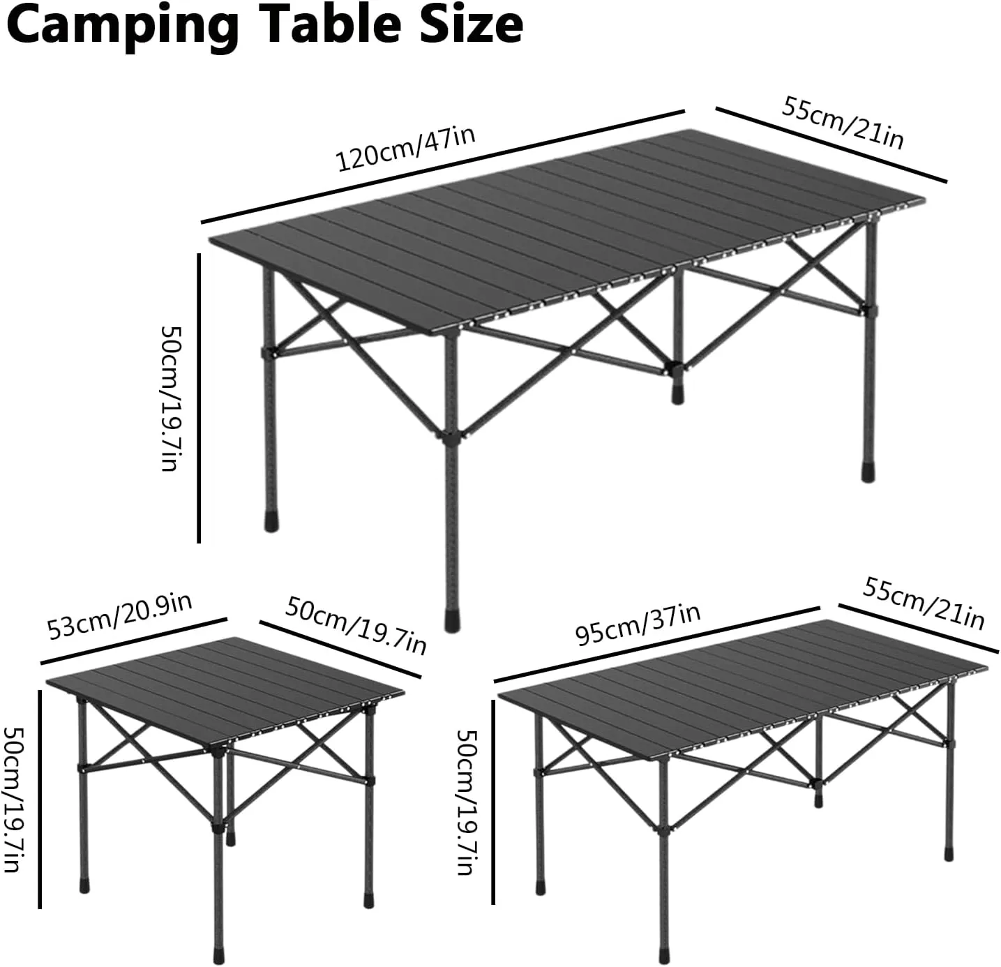 Portable Folding Camping Table, Roll-Up Aluminum Table with Carry Bag, Compact and Lightweight Design for Beach, Travel, and Outdoor Cooking Wood Color 95×55×50cm/37×21×19.7in