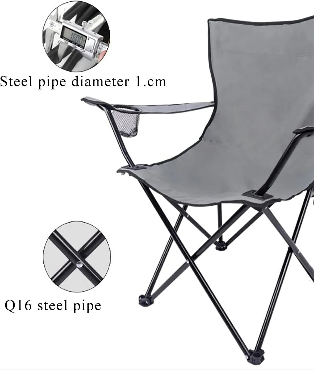 Portable Folding Chair Folding Camping Chairs with Steel, Portable Camp and Sports Chair Heavy Duty for Adults Adjustable Folding Chair(E)