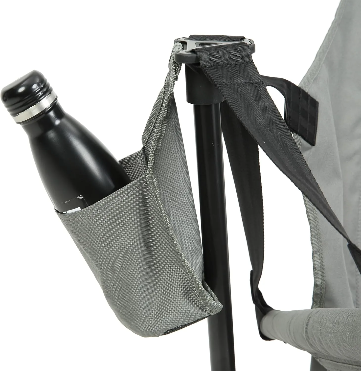 Portable Folding Hammock Camping Chair with Adjustable Back, Cup Holder and Pillow, Grey, Set of 2