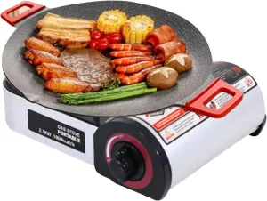 Portable G-as stove, Compact Camping Burner, Small Kitchen Appliance, Easy Transport, Smart Safety Integration, 24.5x17x6.7cm, for Cooking and Heating, Indoor Use, Travel