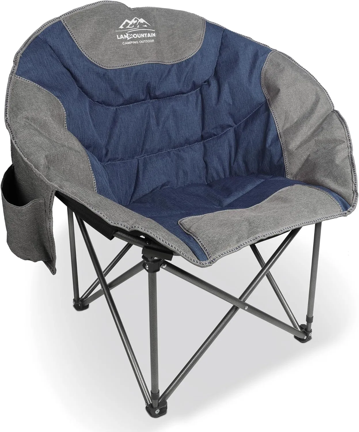 Portable Moon Camping Chair,Round Folding Lawn Chair with Cup Holder,Cooler Bag,Outdoor Heavy Duty Comfy Chairs,Perfect for Family Camping,Hiking,Picnics and Beach Trips,Blue