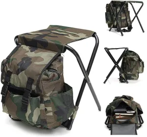 Portable Mountaineering Backpack Chair,Foldable Fishing Chair，100kg Max Load Oxford Cloth Stool Backpack for Camping, Hiking,Travel