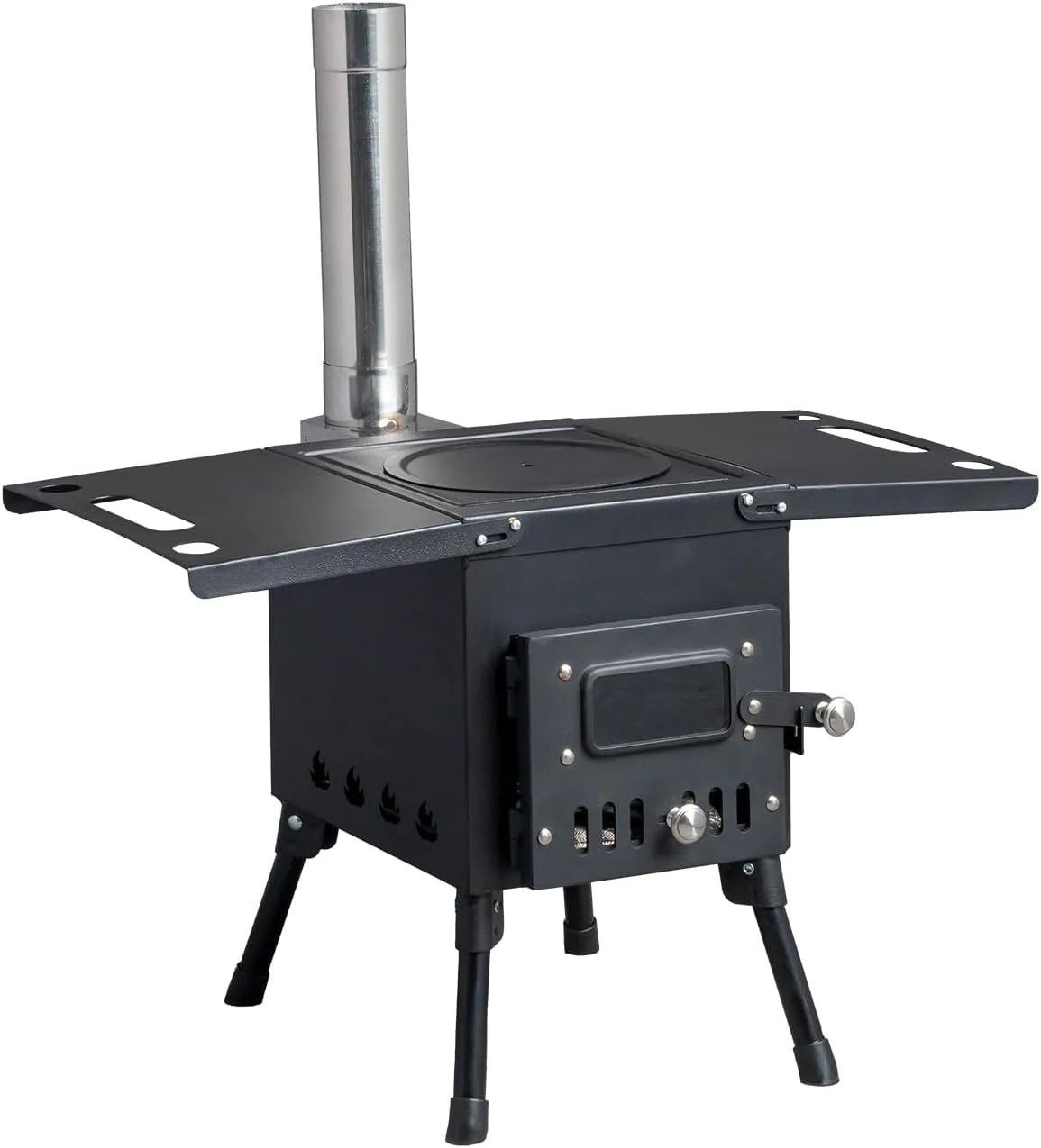 Portable Wood Stove- Wood Burning Stove, Camping Stove with Chimney Pipes & Gloves, Hot Tent Stove for Outdoor Heating & Cooking, Ice Fishing, Hunting, 22.6"D x 11.4"W x 14.6"H