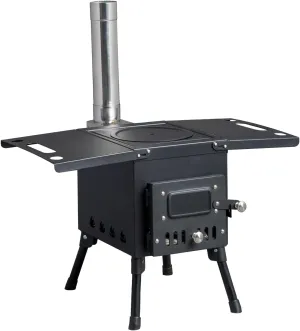 Portable Wood Stove- Wood Burning Stove, Camping Stove with Chimney Pipes & Gloves, Hot Tent Stove for Outdoor Heating & Cooking, Ice Fishing, Hunting, 22.6"D x 11.4"W x 14.6"H