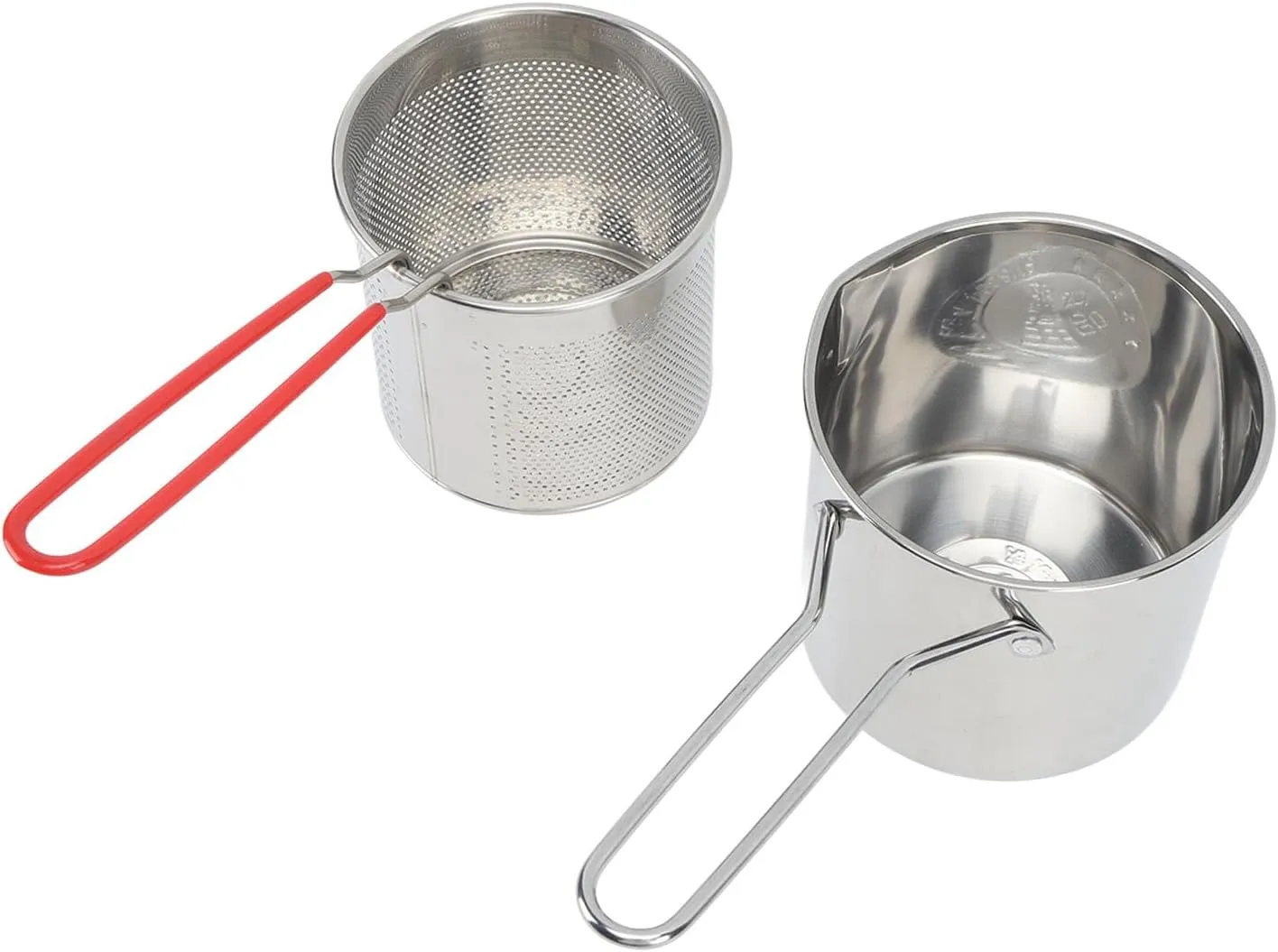 Pots Pans Pot Compact Portable Cooking Pan with Strainer Non Stick Deep Saute Ergonomic Handle Olecranon Type Diversion for Home Camping Stainless Steel Frying Stainless (4 Piece Set:Frying Pot