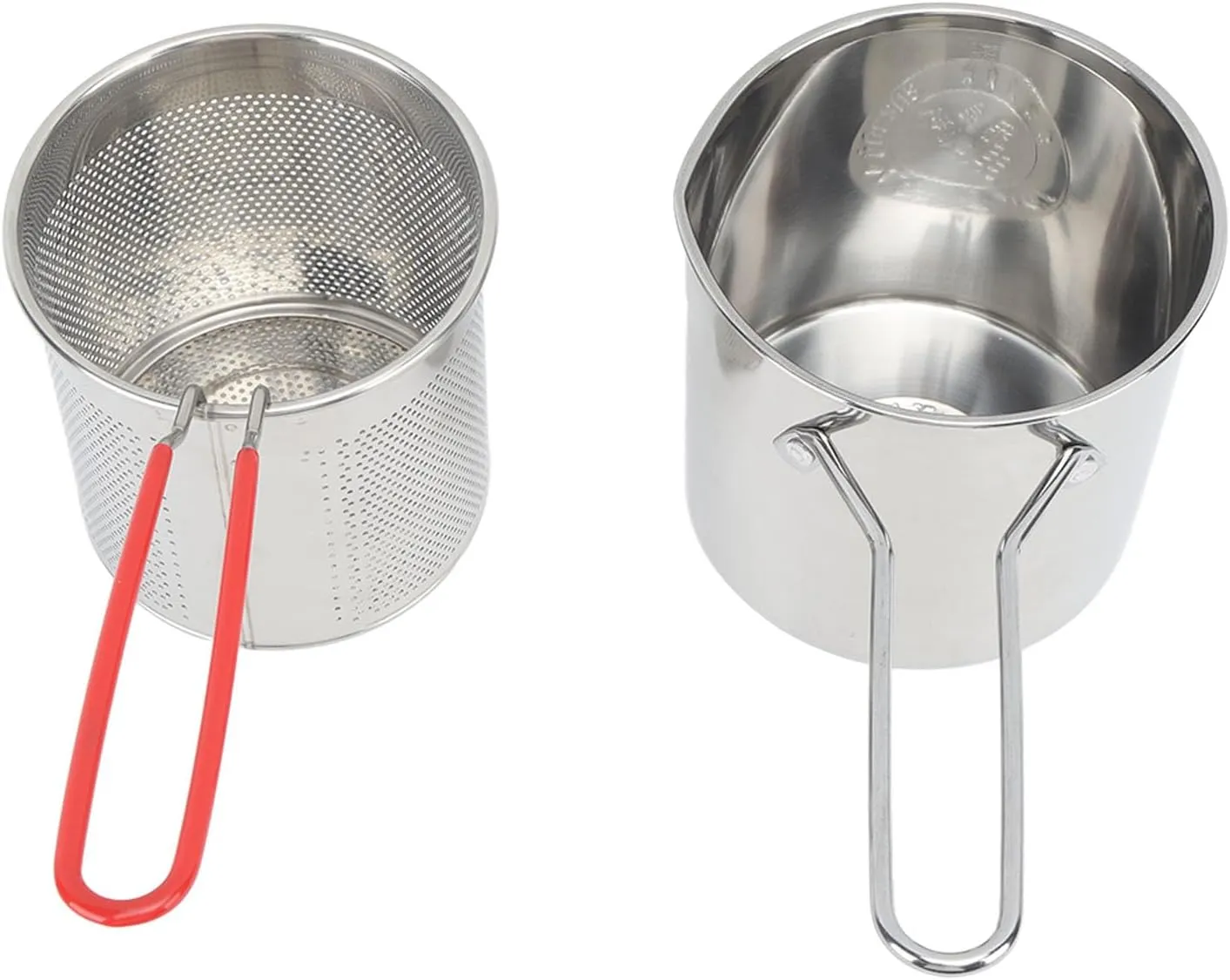 Pots Pans Pot Compact Portable Cooking Pan with Strainer Non Stick Deep Saute Ergonomic Handle Olecranon Type Diversion for Home Camping Stainless Steel Frying Stainless (4 Piece Set:Frying Pot