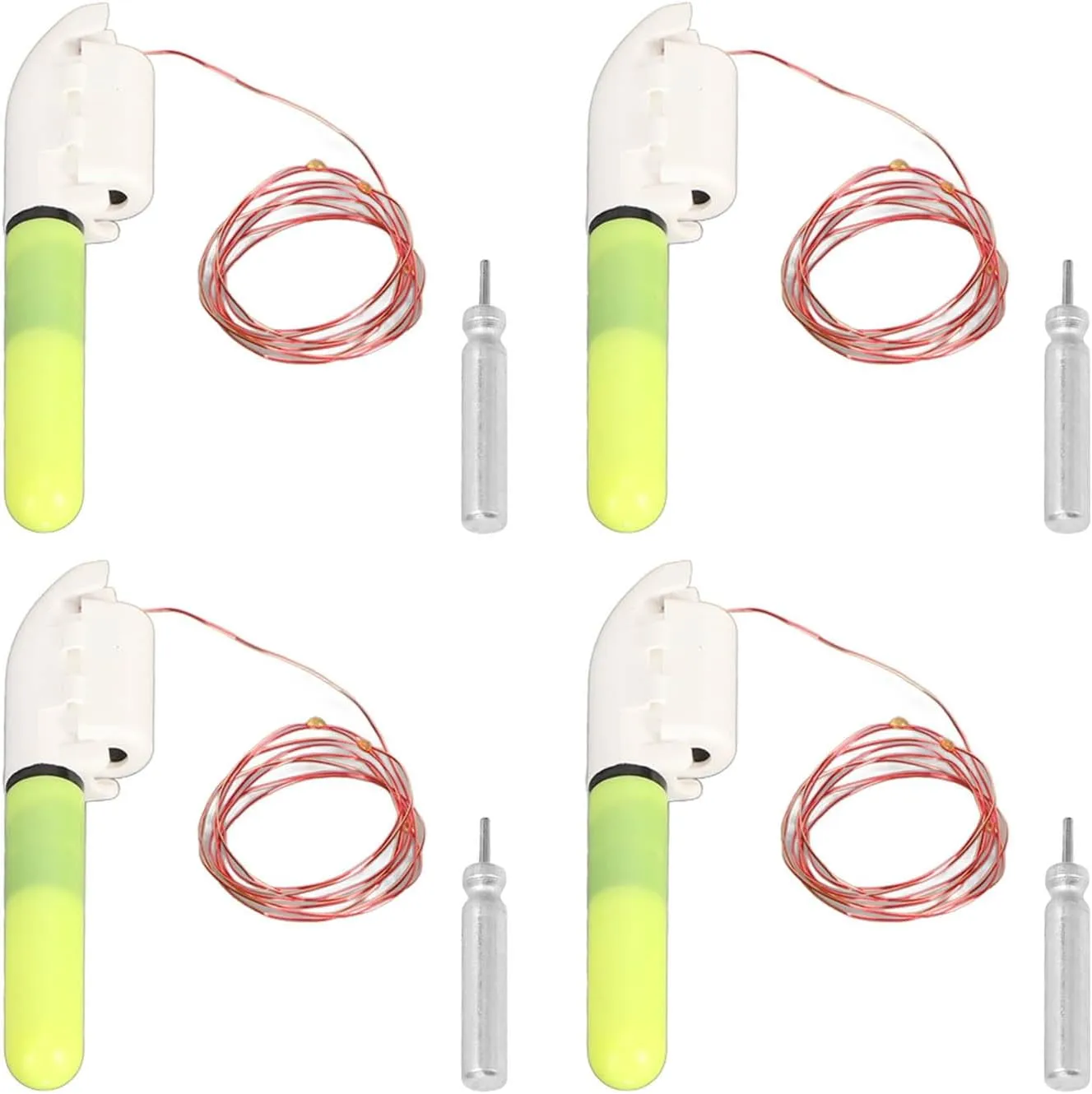 Prime Material LED Fishing Glow Sticks Night Fishing Bite Alarm Set of 4 Snap Design for ABS Copper Material (7 Lights)