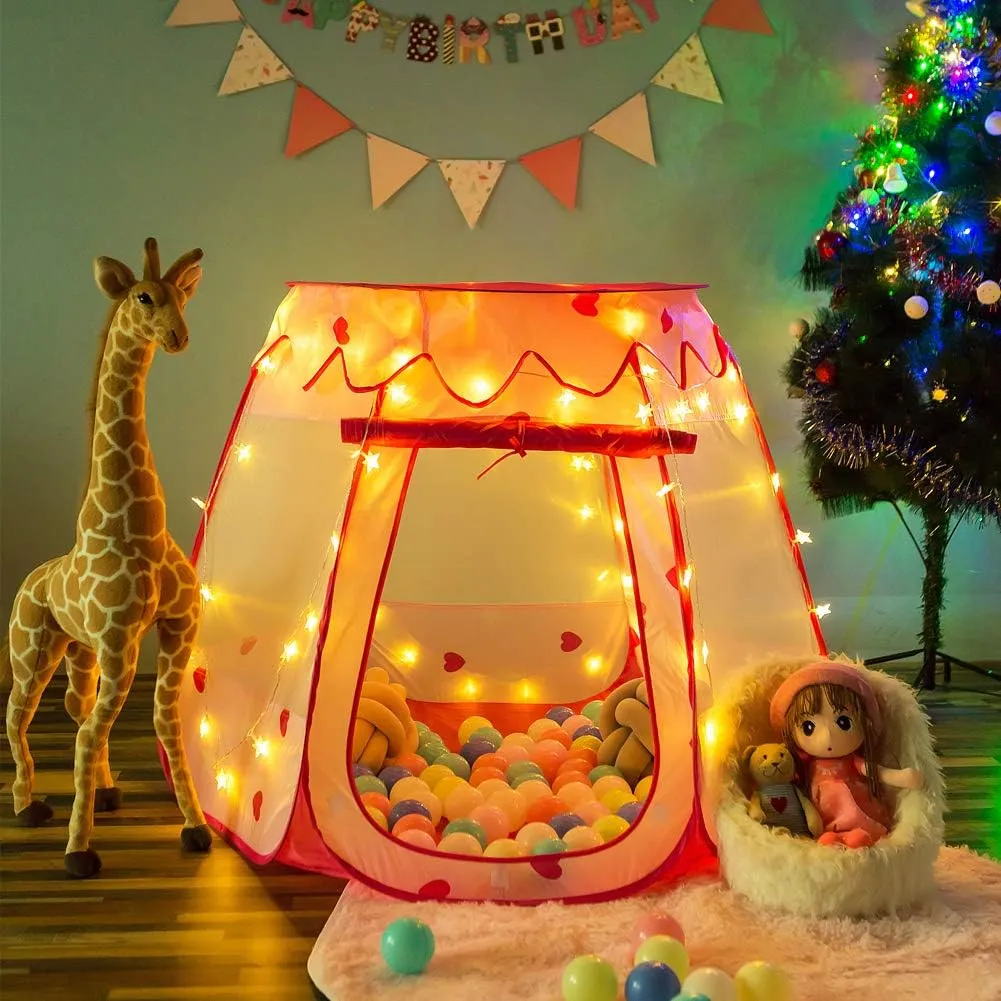 Princess Tent with Star Light for 1 Year Old Birthday Gift, Ball Pit for Babies, Toddlers Girls Toys, Easy to Pop Up and Assemble
