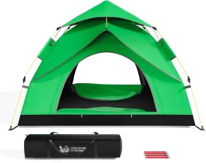 Professional Outdoor Tent, 3-4 Person Double Layer Family Camping Tent, Automatic Quick Opening Water-Proof Windproof Portable Tent with Carry Bag for Traveling Hiking