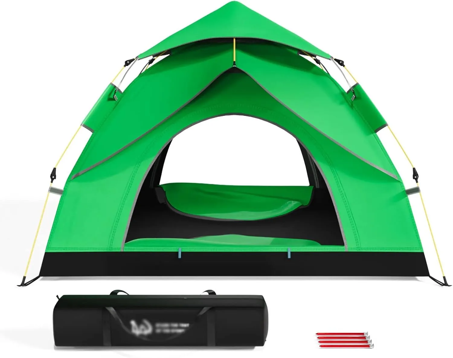 Professional Outdoor Tent, 3-4 Person Double Layer Family Camping Tent, Automatic Quick Opening Water-Proof Windproof Portable Tent with Carry Bag for Traveling Hiking