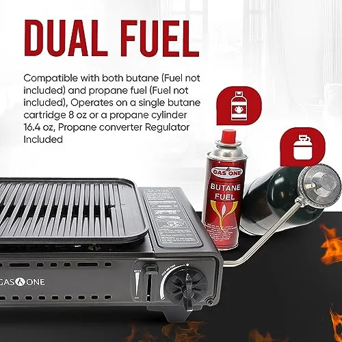 Propane or Butane Grill Stove,Dual Fuel Portable Camping Grill Stove