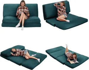 PUREMIND Single Size Bean Bag Bed Floor Chair- Extra Thick Folding Mattress Chair for Adults, Floor Lounger Pillow Cushion with Removable Faux Fur Cover, Lazy Chairs for Living Room & Bedroom