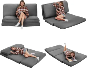 PUREMIND Single Size Bean Bag Bed Floor Chair- Extra Thick Folding Mattress Chair for Adults, Floor Lounger Pillow Cushion with Removable Faux Fur Cover, Lazy Chairs for Living Room & Bedroom